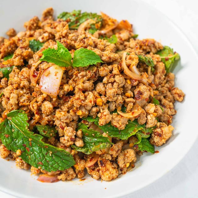 Larb Served With Cabbage.