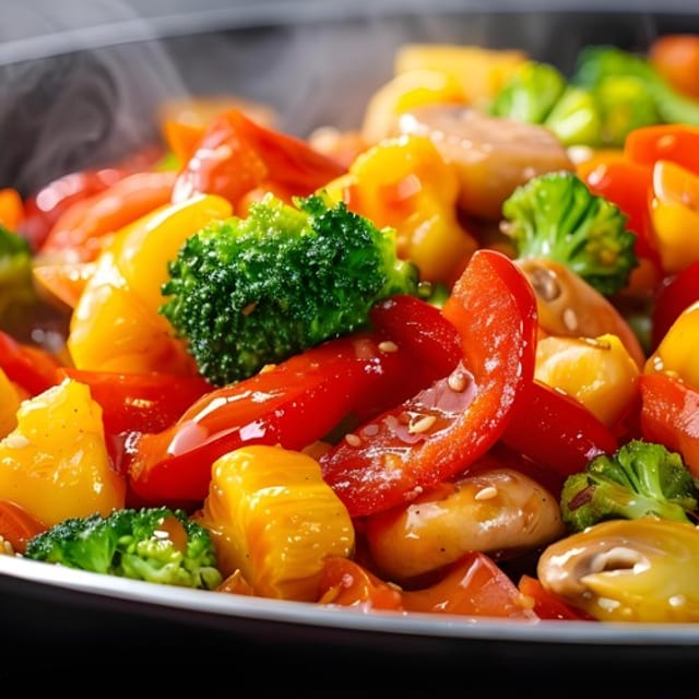 Side Of Stir Fried Veggies With Sauce.